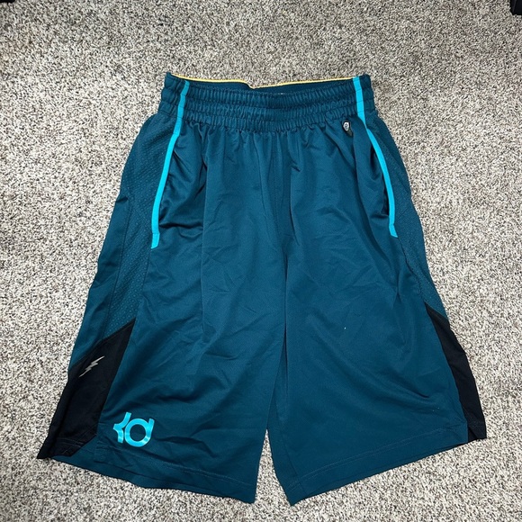 Nike Blue and Black Athletic Shorts with Elastic Waistband and Knee-Length Fit - Picture 1 of 5